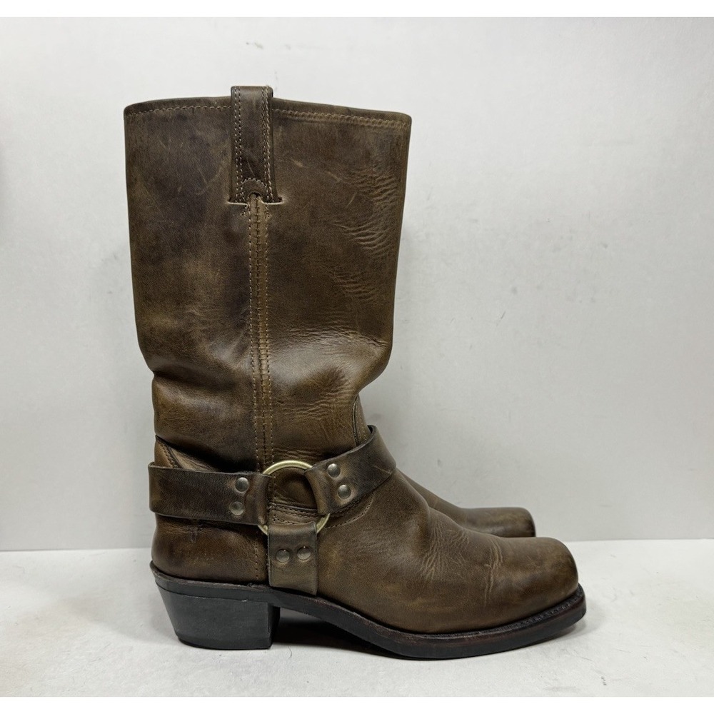 Frye 12R Harness Boots Women's Sz 8M Brown Leather Motorcycle Biker USA 77300